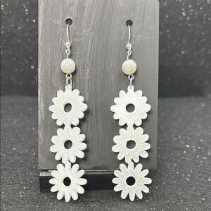 White Floral Drop Earrings